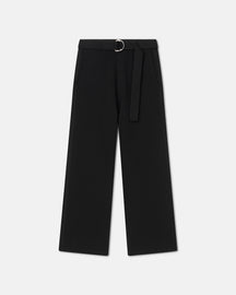 Bessie - Crochet-Trim Barrel-Leg Pants - Black