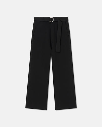 Bessie - Crochet-Trim Barrel-Leg Pants - Black