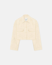 Coreen - Cropped Sculpted Glass Poplin Shirt - Oat