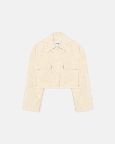 Coreen - Cropped Sculpted Glass Poplin Shirt - Oat