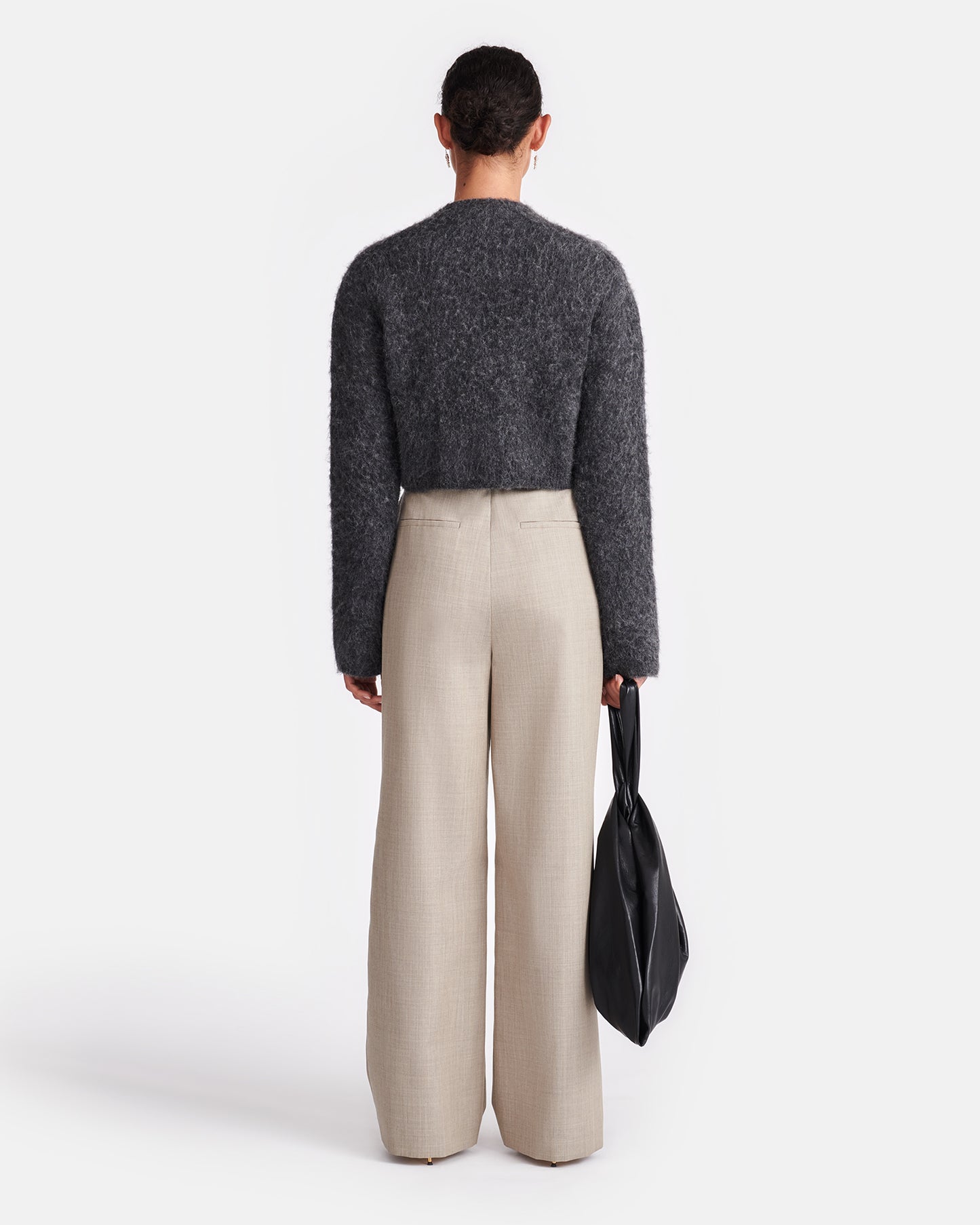 Henny - Cropped Brushed-Alpaca Cardigan - Charcoal