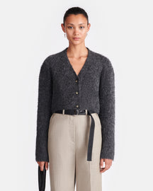 Henny - Cropped Brushed-Alpaca Cardigan - Charcoal