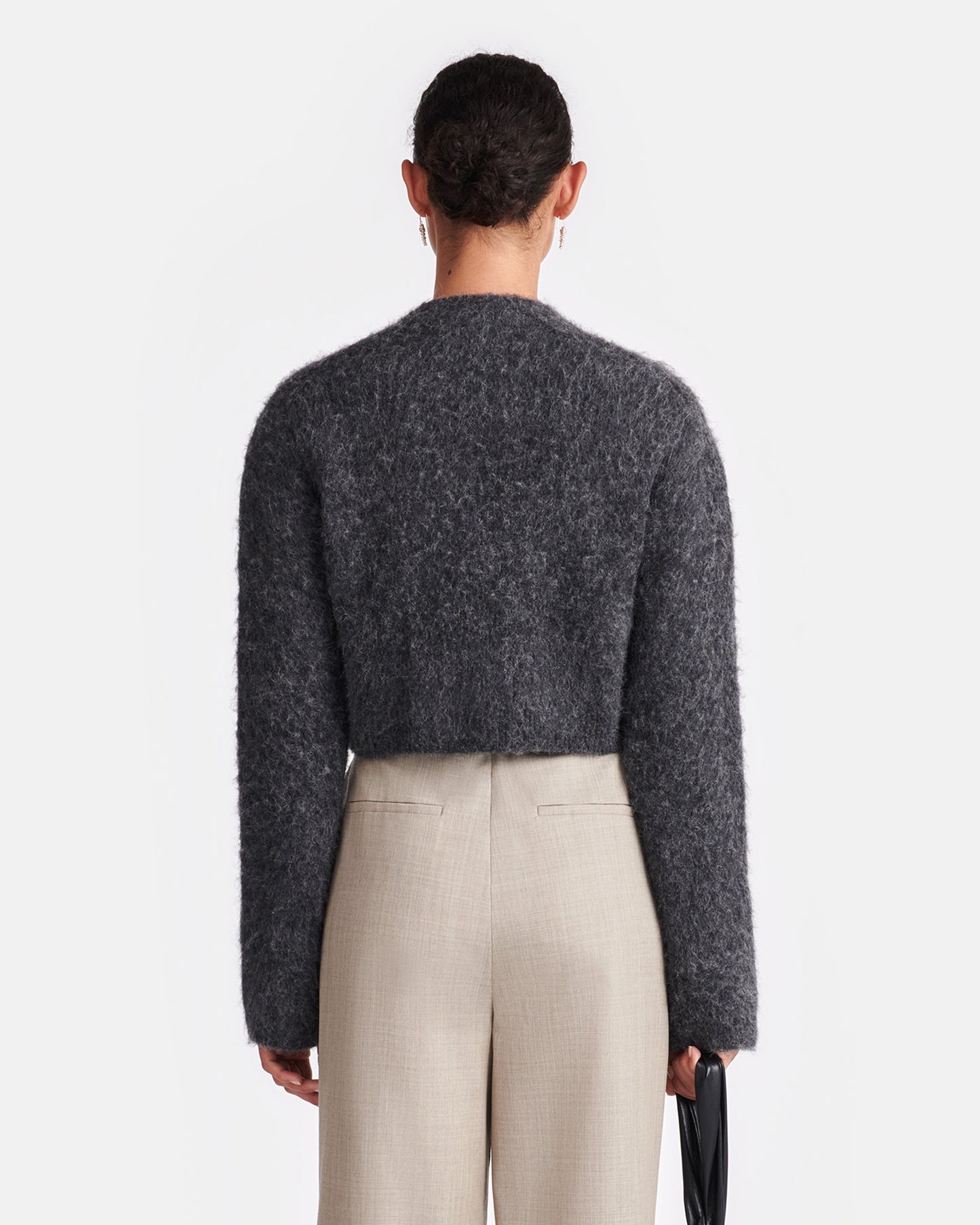 Henny - Cropped Brushed-Alpaca Cardigan - Charcoal