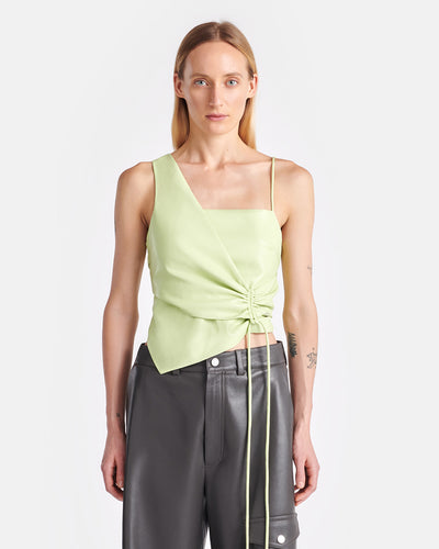 Chudel - Asymmetric Okobor™ Alt-Leather Top - Shadow Lime