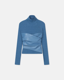 Kynlee - Mesh Jersey And Okobor™ Alt-Leather Top - Blue