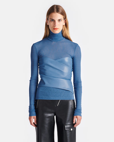 Kynlee - Mesh Jersey And Okobor™ Alt-Leather Top - Blue