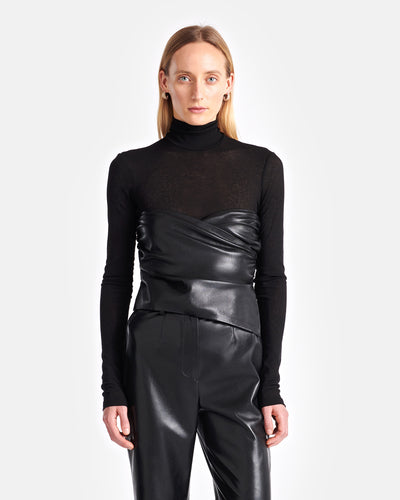 Kynlee - Mesh Jersey And Okobor™ Alt-Leather Top - Black