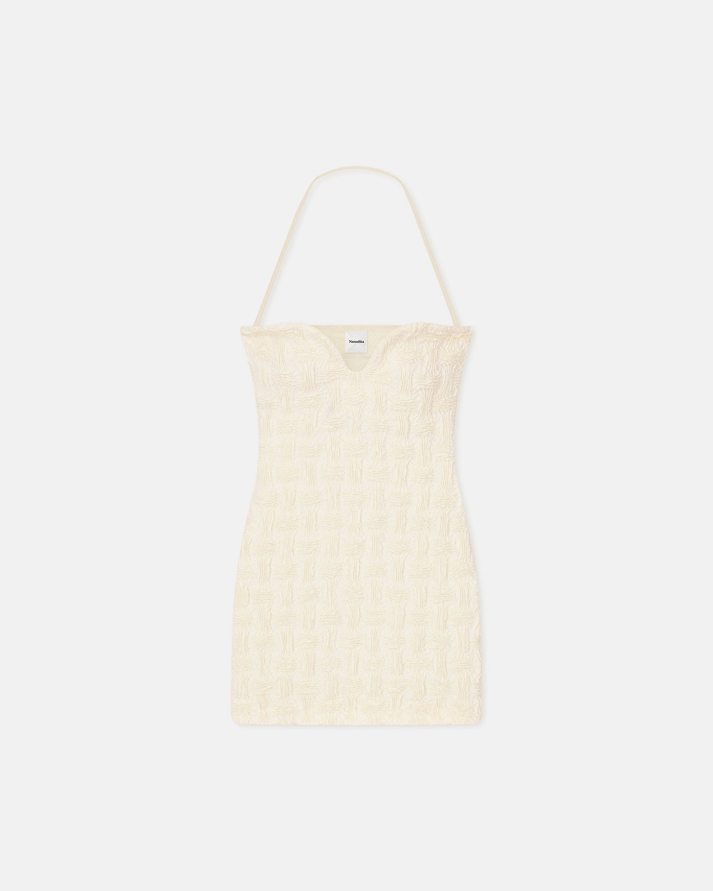 Jannika - Seersucker Tech Linen Mini Dress - Creme
