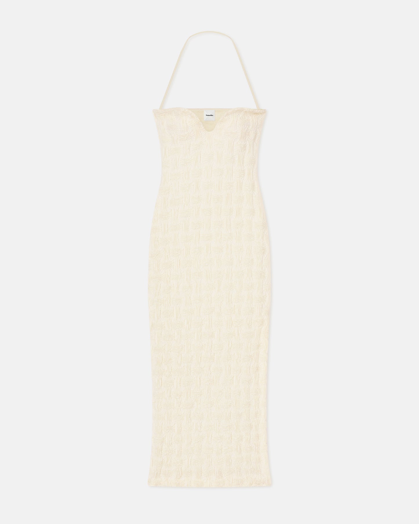 Haylen - Seersucker Tech Linen Midi Dress - Creme