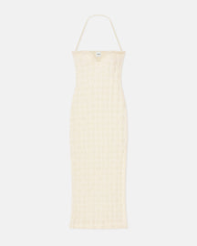 Haylen - Seersucker Tech Linen Midi Dress - Creme