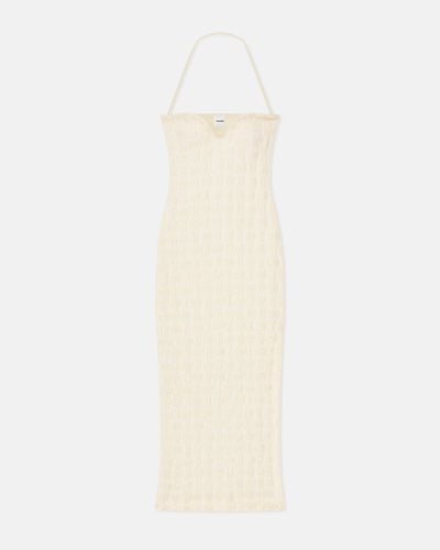 Haylen - Seersucker Tech Linen Midi Dress - Creme