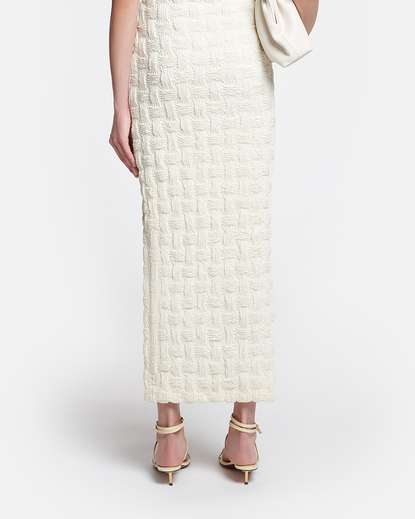 Haylen - Seersucker Tech Linen Midi Dress - Creme