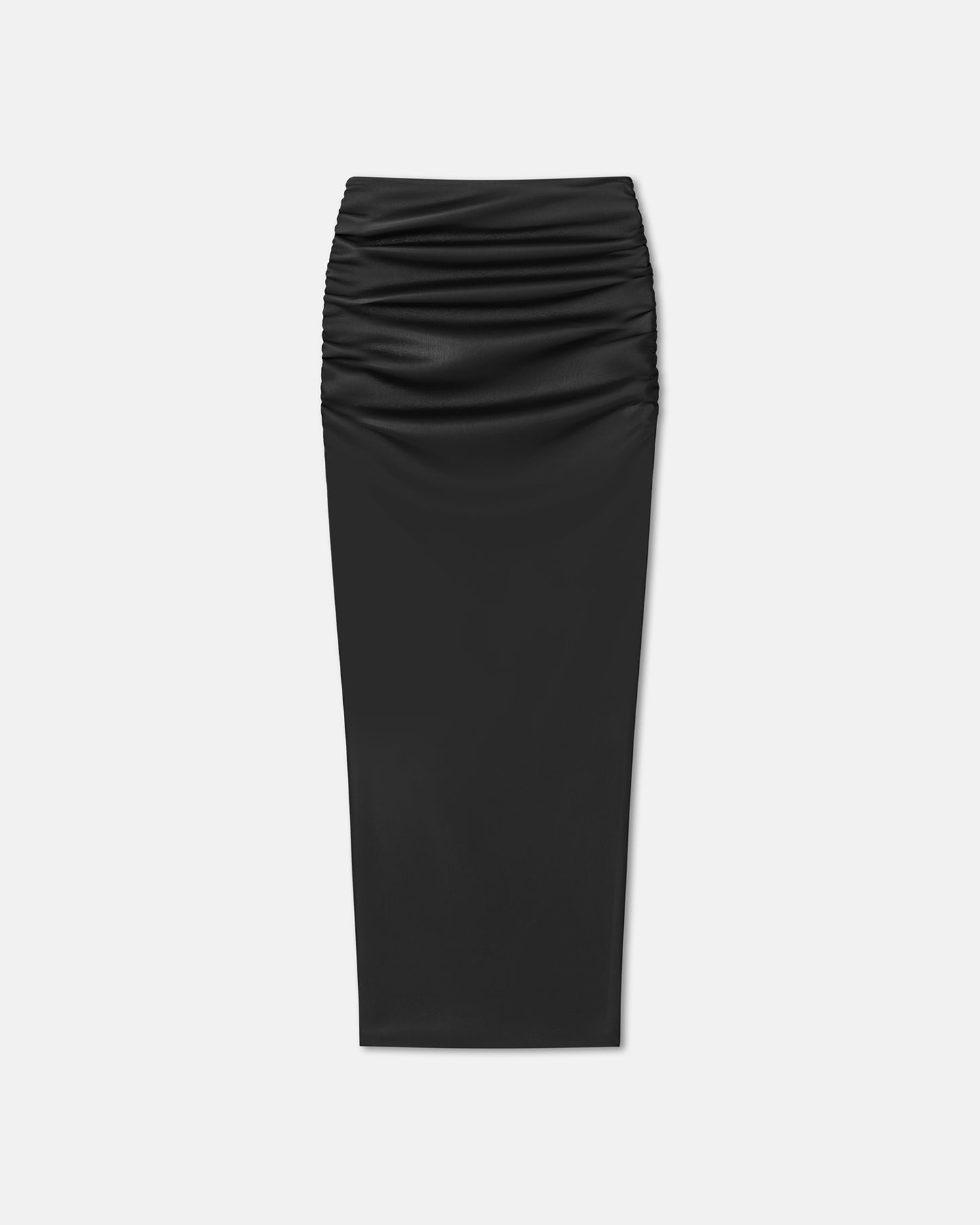 Hester - Ruched Okobor™ Alt-Leather Midi Skirt - Black