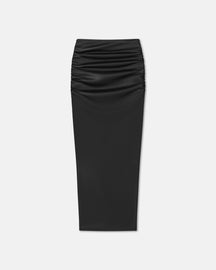 Hester - Ruched Okobor™ Alt-Leather Midi Skirt - Black