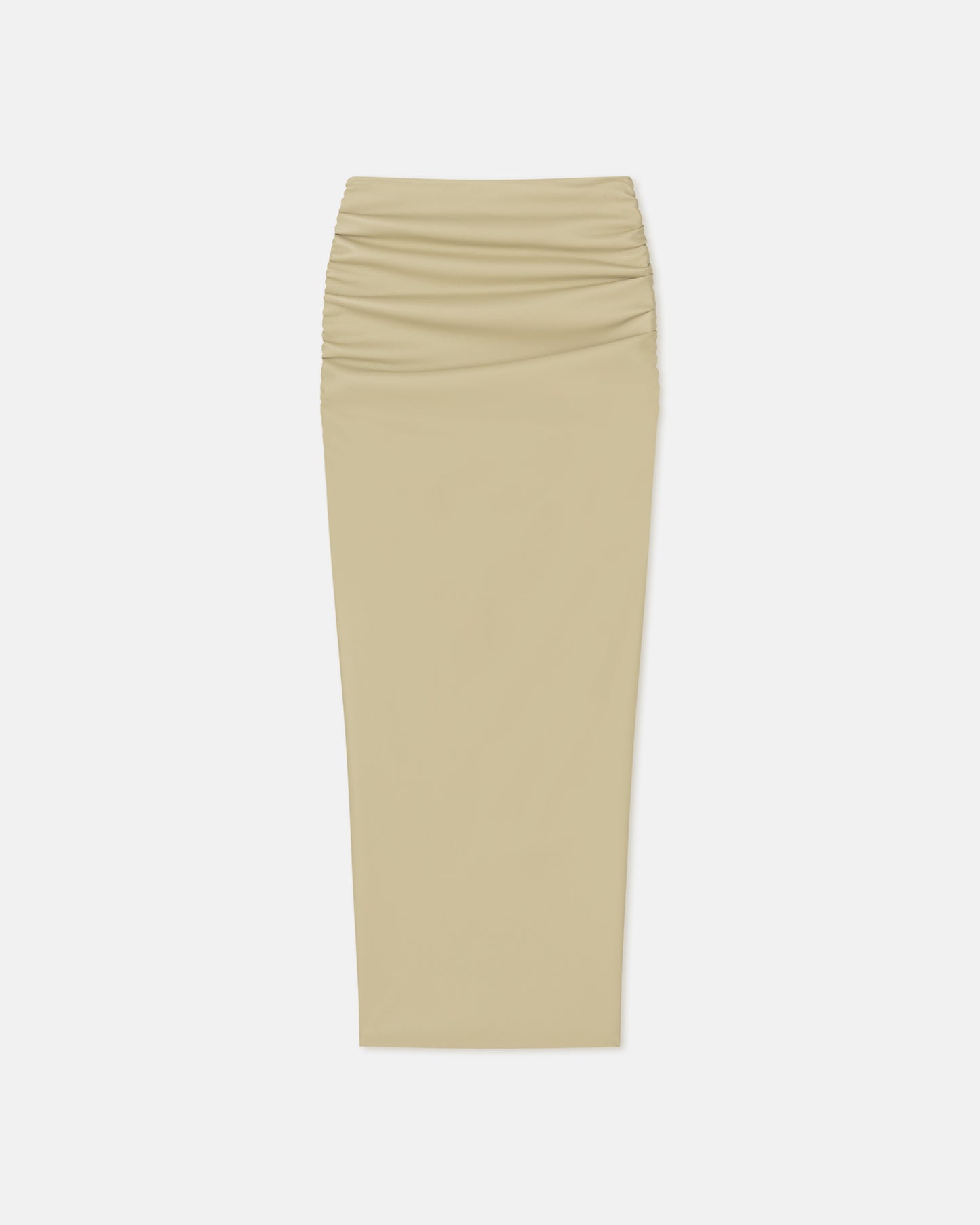 Hester - Ruched Okobor™ Alt-Leather Midi Skirt - Pale Olive