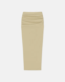 Hester - Ruched Okobor™ Alt-Leather Midi Skirt - Pale Olive