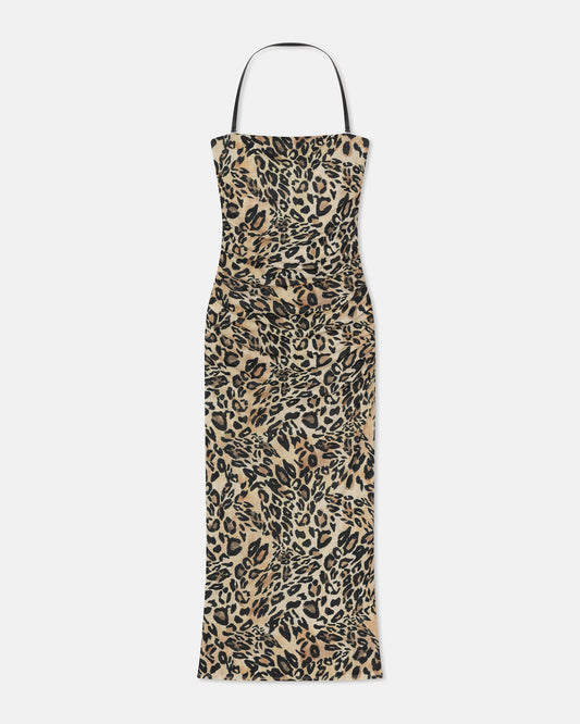 Eliz - Printed Mesh-Jersey Midi Dress - Leopard