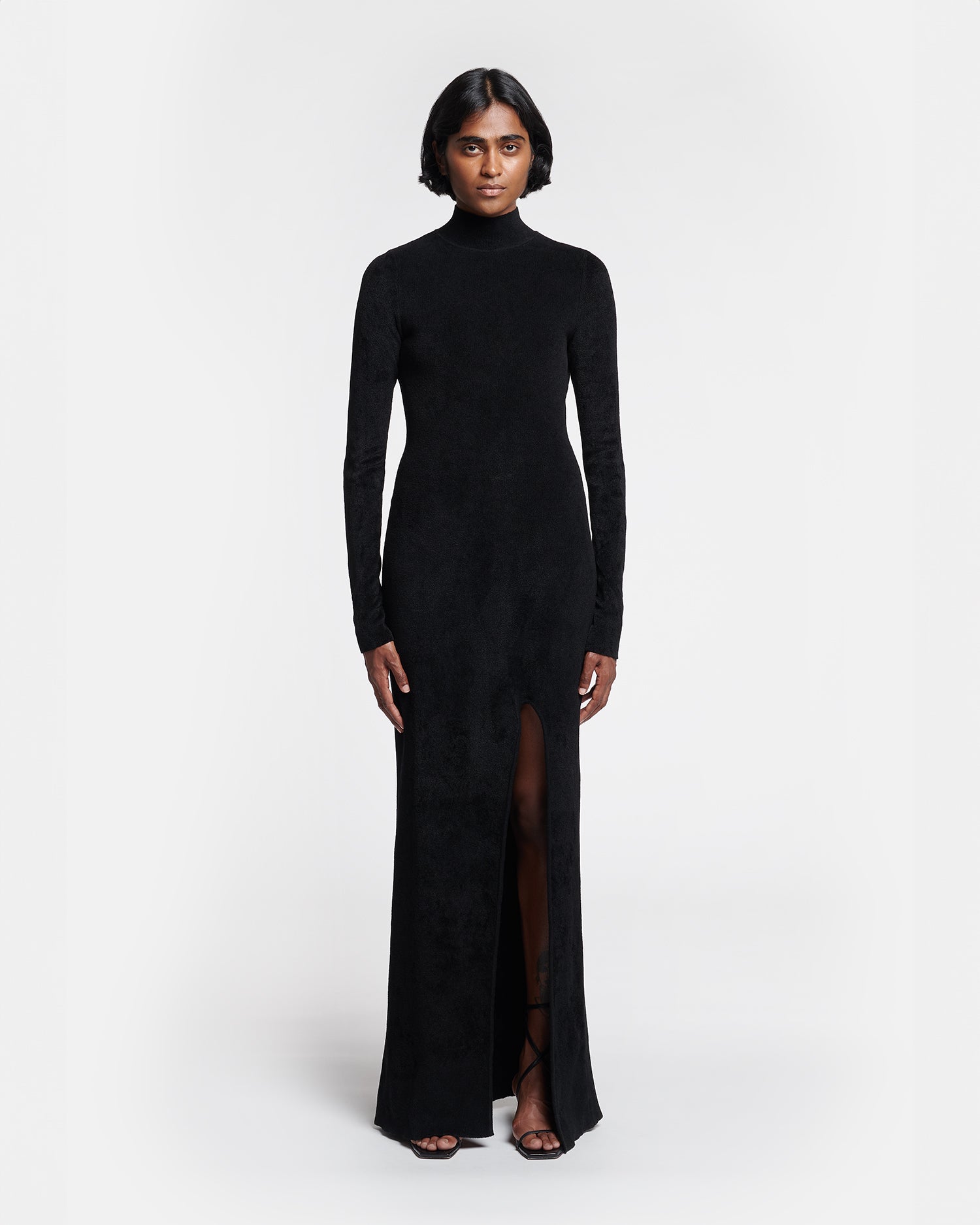 Beyla Chenille Turtleneck Maxi Dress Black