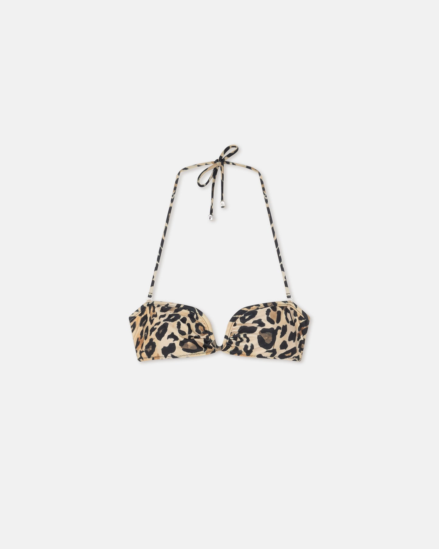 Manou - Ruched Halterneck Bikini Top - Leopard