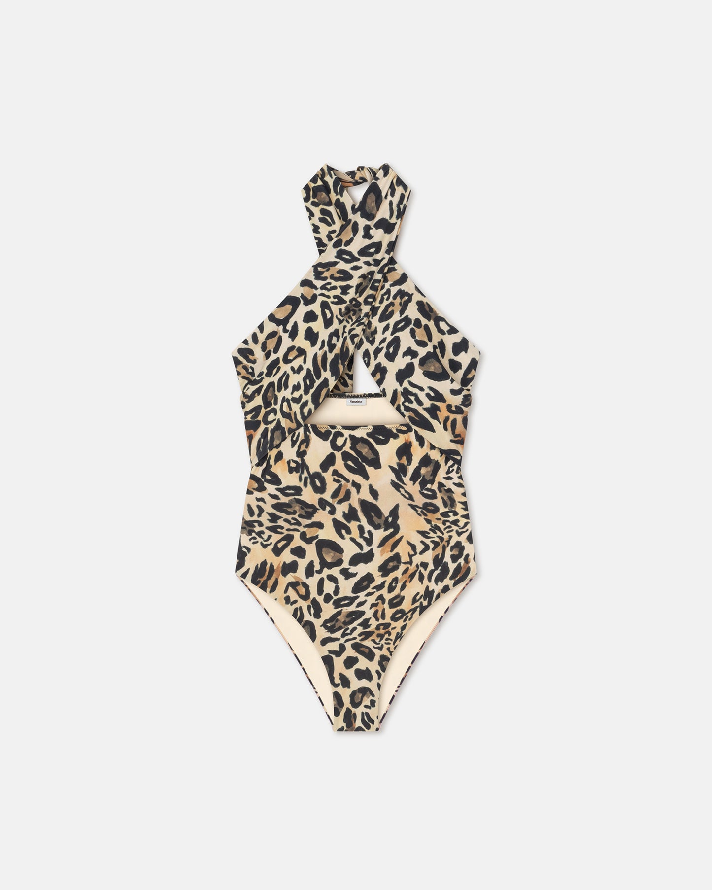 Milana - Crossover Halterneck Swimsuit - Leopard