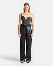 Sato - Belted Okobor™ Alt-Leather Pants - Black