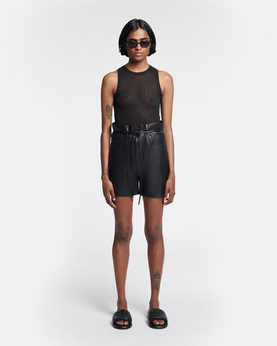 Scepa - Belted Okobor™ Alt-Leather Shorts - Black