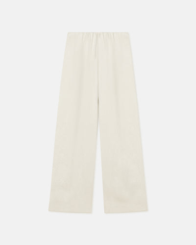 Brenda - Crinkled-Satin Pants - Ecru