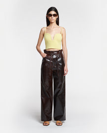 Sato - Belted Alt Vintage Leather Pants - Dark Brown