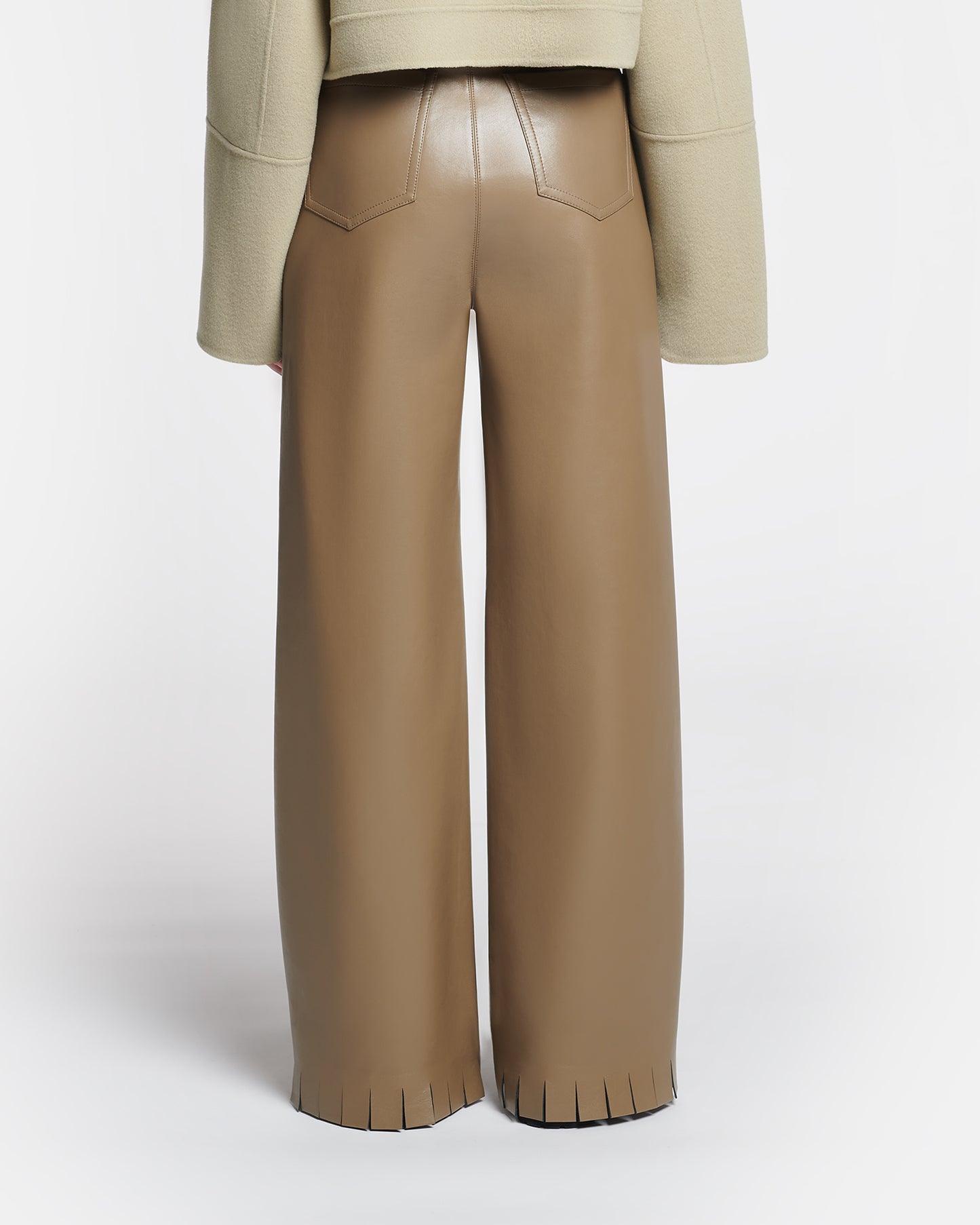 Harlee - Belted Regenerated Leather Pants - Muted Khaki