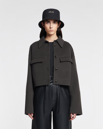 Nevelle - Cropped Double Wool And Silk Jacket - Anthracite