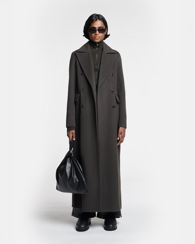 Damira - Double Wool And Silk Coat - Anthracite