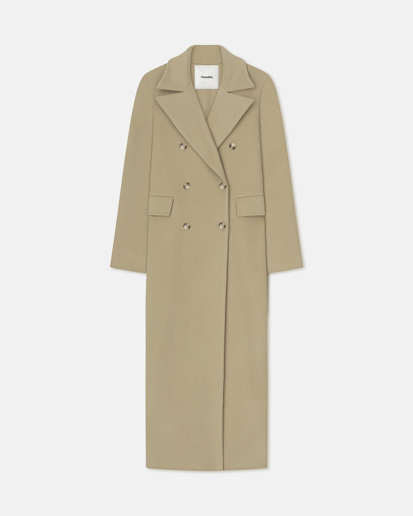 Damira - Double Wool And Silk Coat - Pale Olive