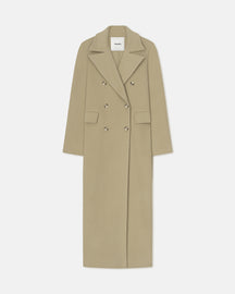 Damira - Double Wool And Silk Coat - Pale Olive