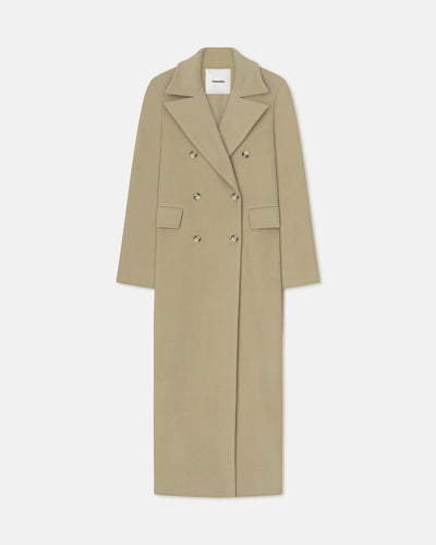 Damira - Double Wool And Silk Coat - Pale Olive