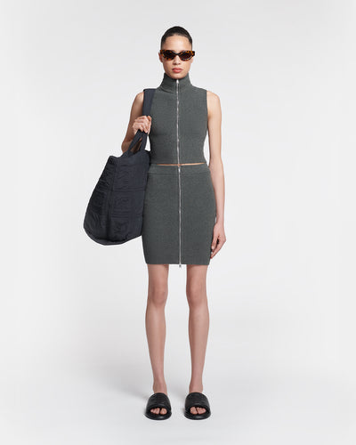 Isul - Zip-Up Terry-Knit Mini Skirt - Graphite