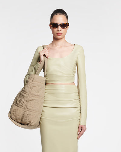 Maylah - Cropped Okobor™ Alt-Leather Top - Pale Olive