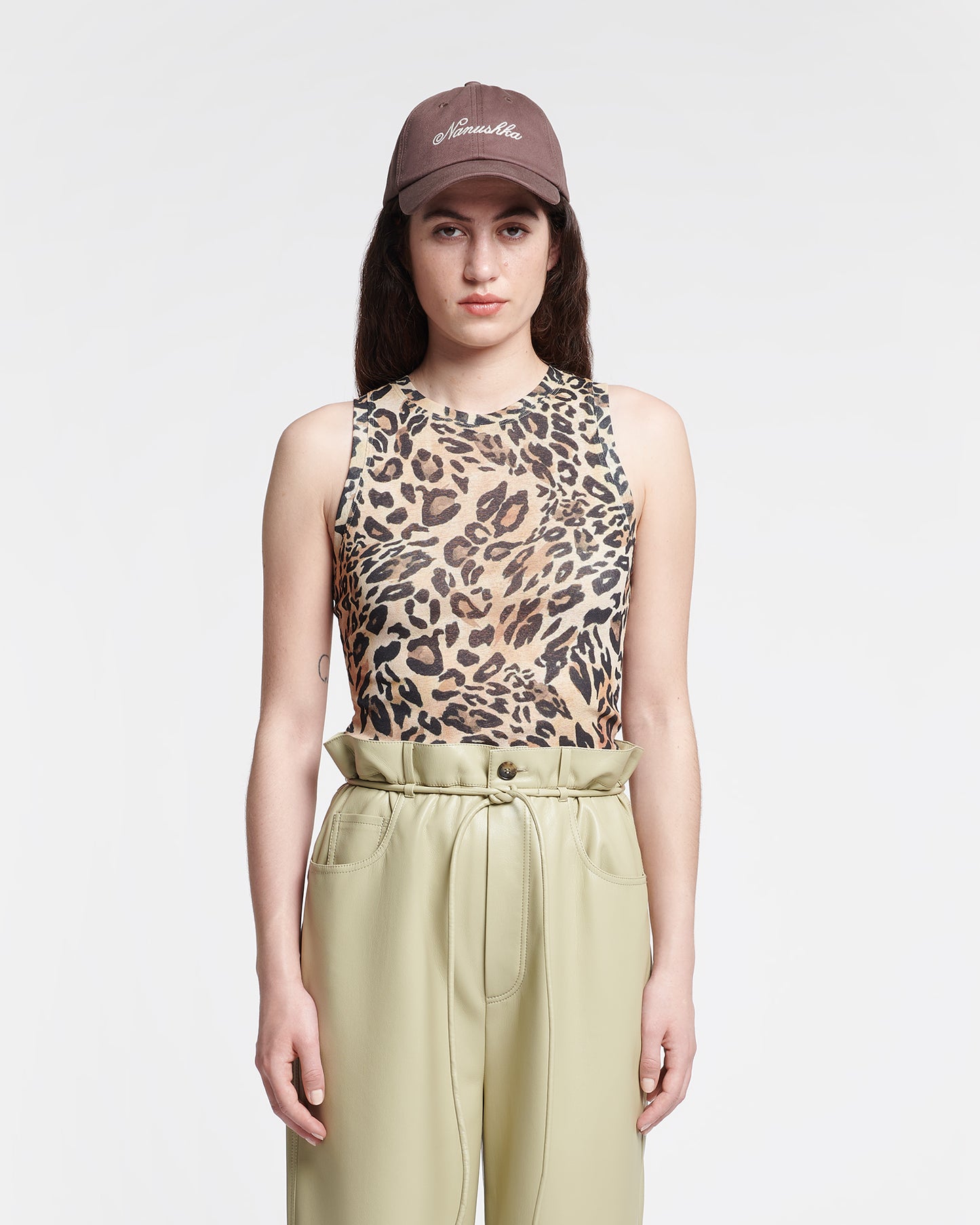 Anneke - Mesh-Jersey Tank Top - Leopard