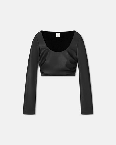 Maylah - Cropped Okobor™ Alt-Leather Top - Black