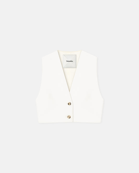 Suree - Cropped Tailored Vest - Off White