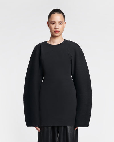 Yarah - Pleated Ribbed-Jersey Top - Black