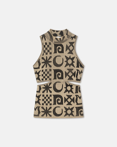 Maraj - Rib-Jacquard Tank Top - Creme/ Black Kopjafa