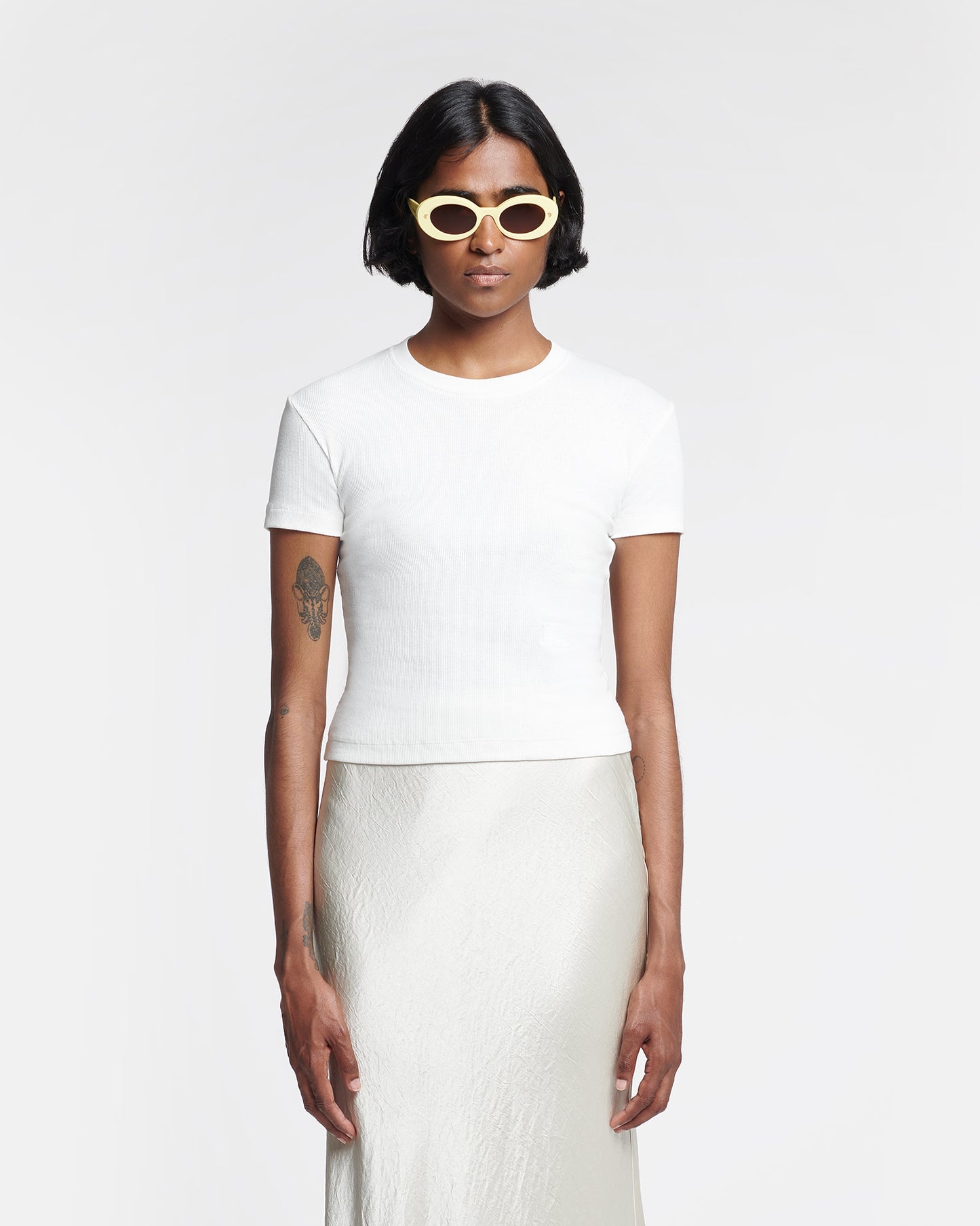 Axton - Cropped Ribbed Cotton-Jersey T-Shirt - Off White