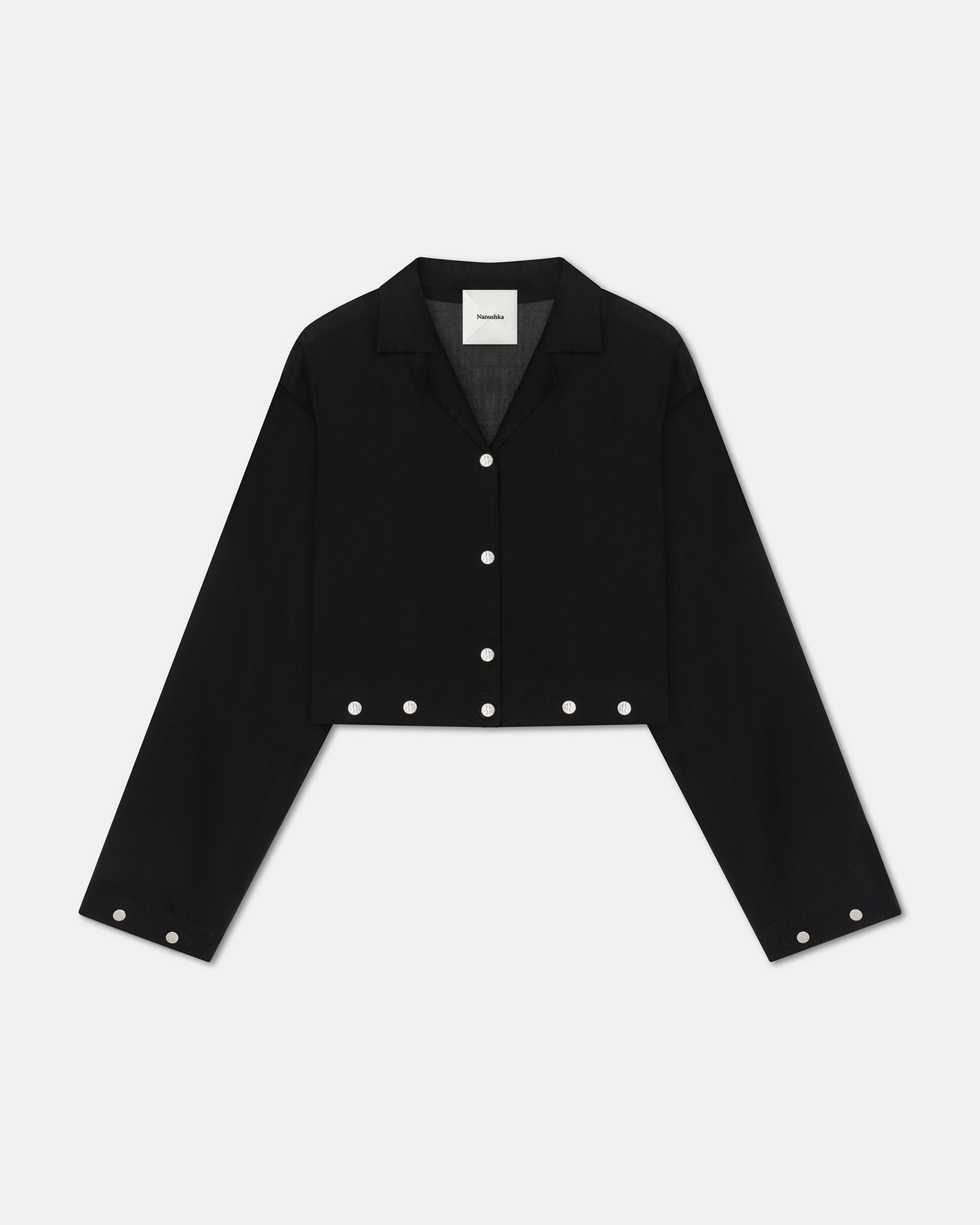 Vally - Studded Cropped Organza Shirt - Black