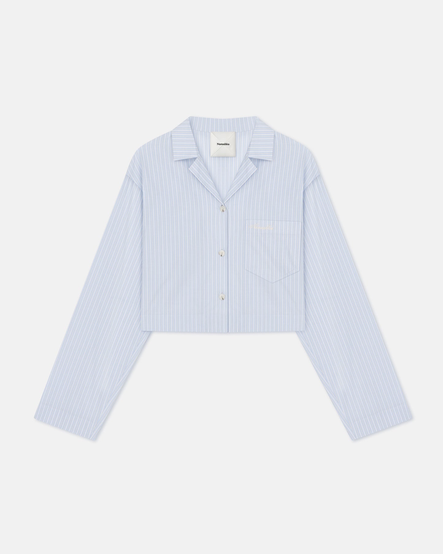 Vally - Cropped Striped Shirt - Blue/Beige/White