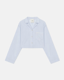 Vally - Cropped Striped Shirt - Blue/Beige/White