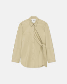 Ileka - Belted Okobor™ Alt-Leather Shirt - Pale Olive