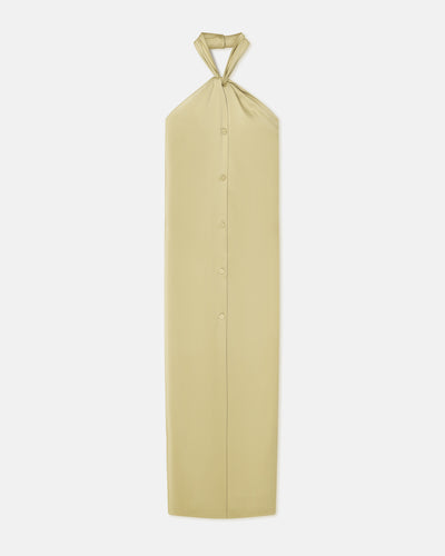 Elima - Slip Satin Halterneck Dress - Lime Yellow