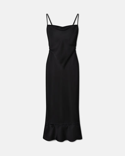 Renny - Slip Satin Maxi Dress - Black