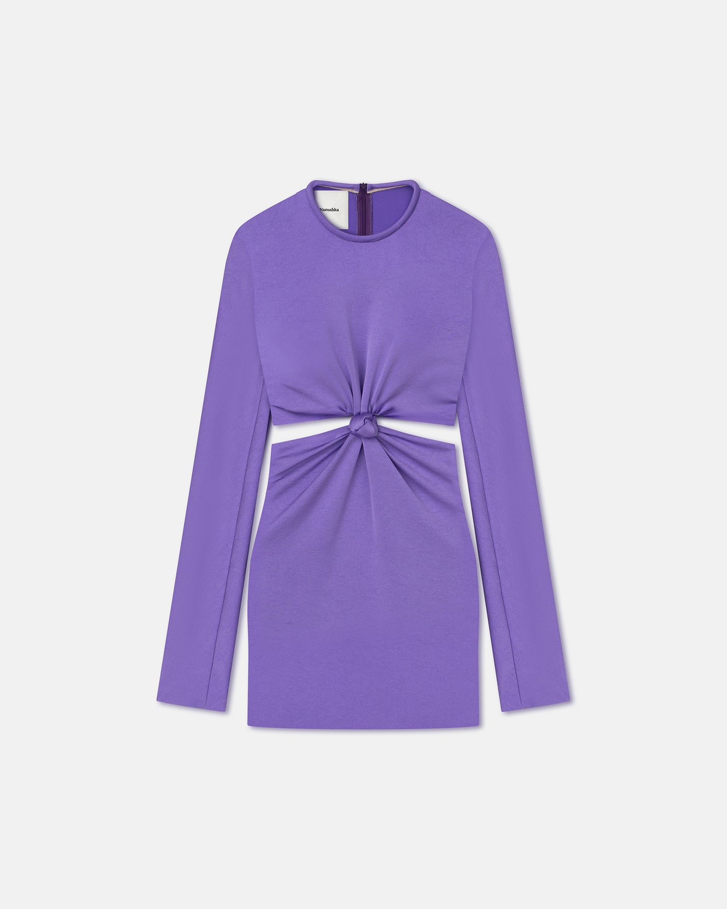 Tazia - Cut-Out Crisp Satin Mini Dress - Iris