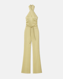 Rabia - Slip Satin Jumpsuit - Lime Yellow